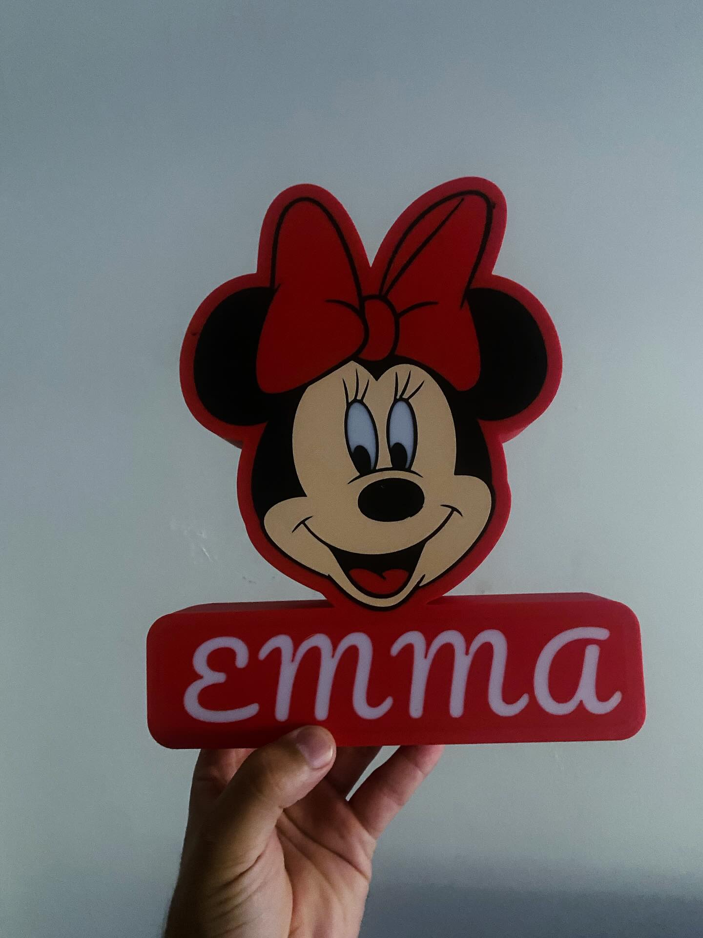 Candeeiro Personalizado Minnie 3D com Nome e Iluminação