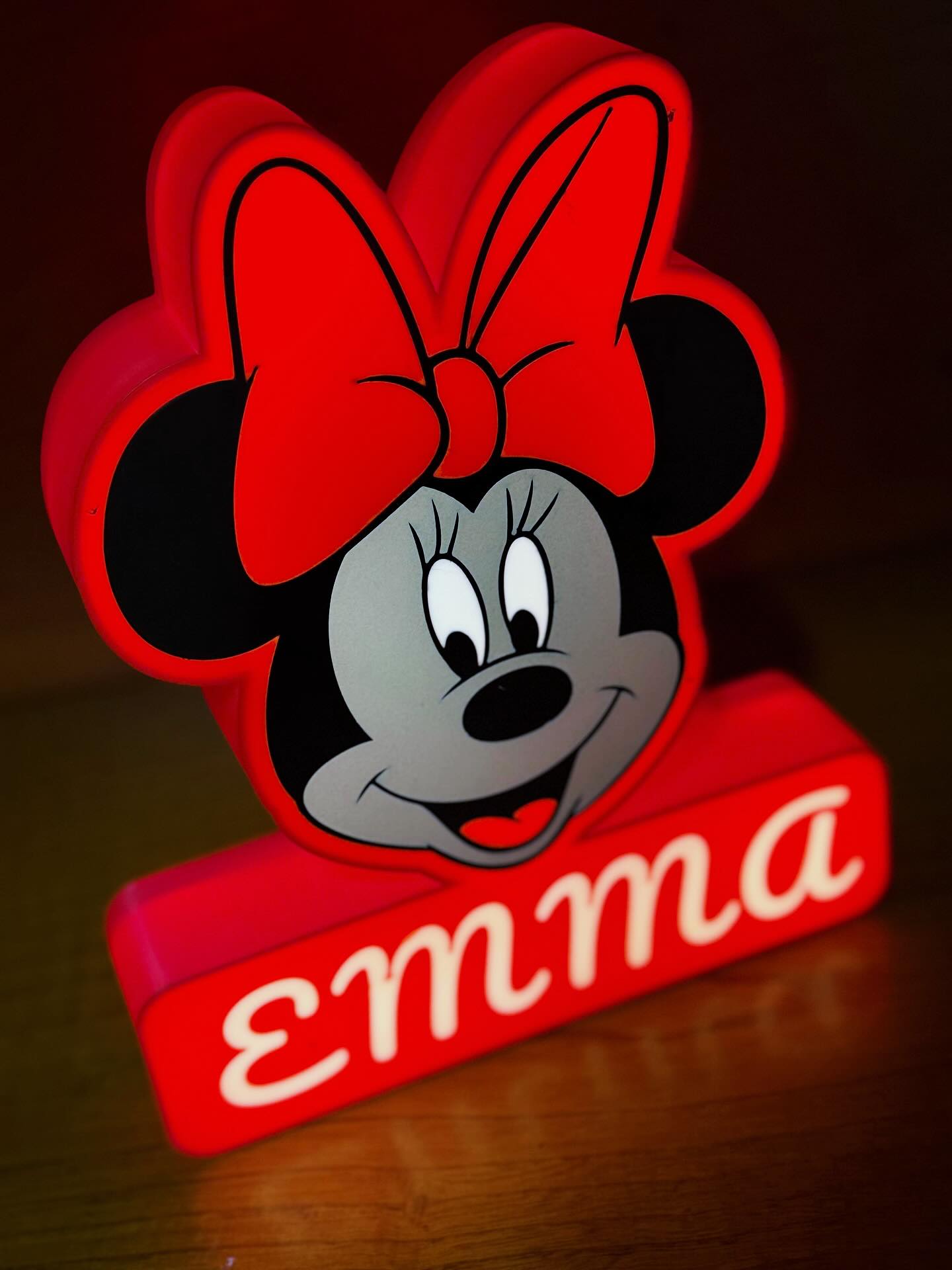 Candeeiro Personalizado Minnie 3D com Nome e Iluminação 2