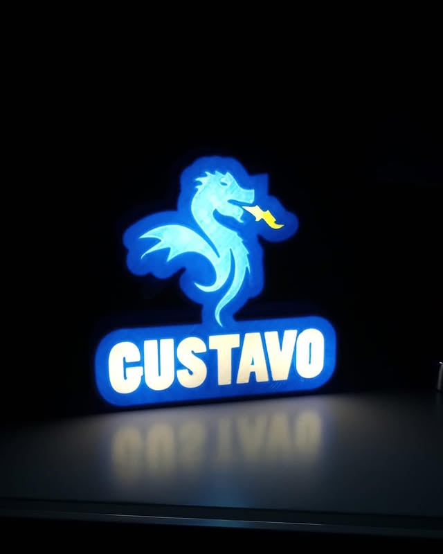 Candeeiro Personalizado Dragão 3D com Nome e Iluminação 2
