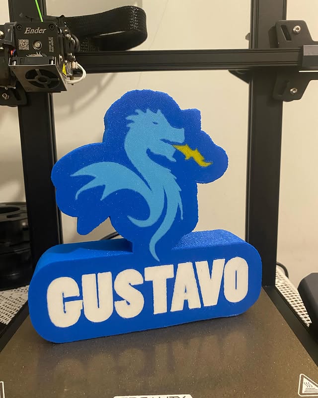 Candeeiro Personalizado Dragão 3D com Nome e Iluminação 3